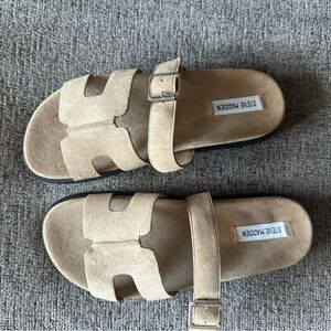 Steve Madden Tan Sandals Flat Minimalist Design